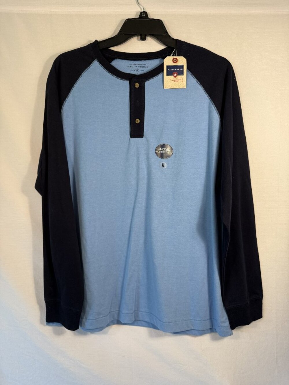 NWT Saddlebred Men‎ XL Sueded Henley Raglan Shirt